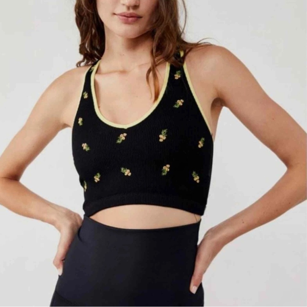 Free People Movement Embroidered Free Throw Crop Top Sz Small